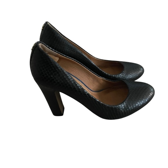 Coach Snakeskin Pattern Leather Heels Black Women Size 6B - Picture 4 of 9